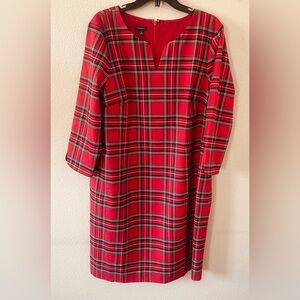 Talbots Red Plaid Long Sleeve Dress